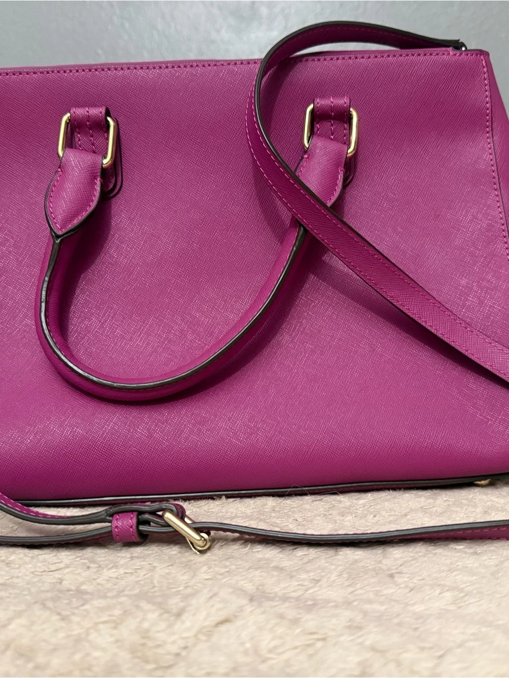henri bendel Bright Fuchsia Satchel with Jeweled Charm